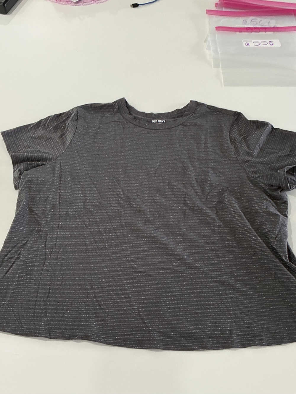 Old Navy Black Heathered Short Sleeve Crewneck Tee